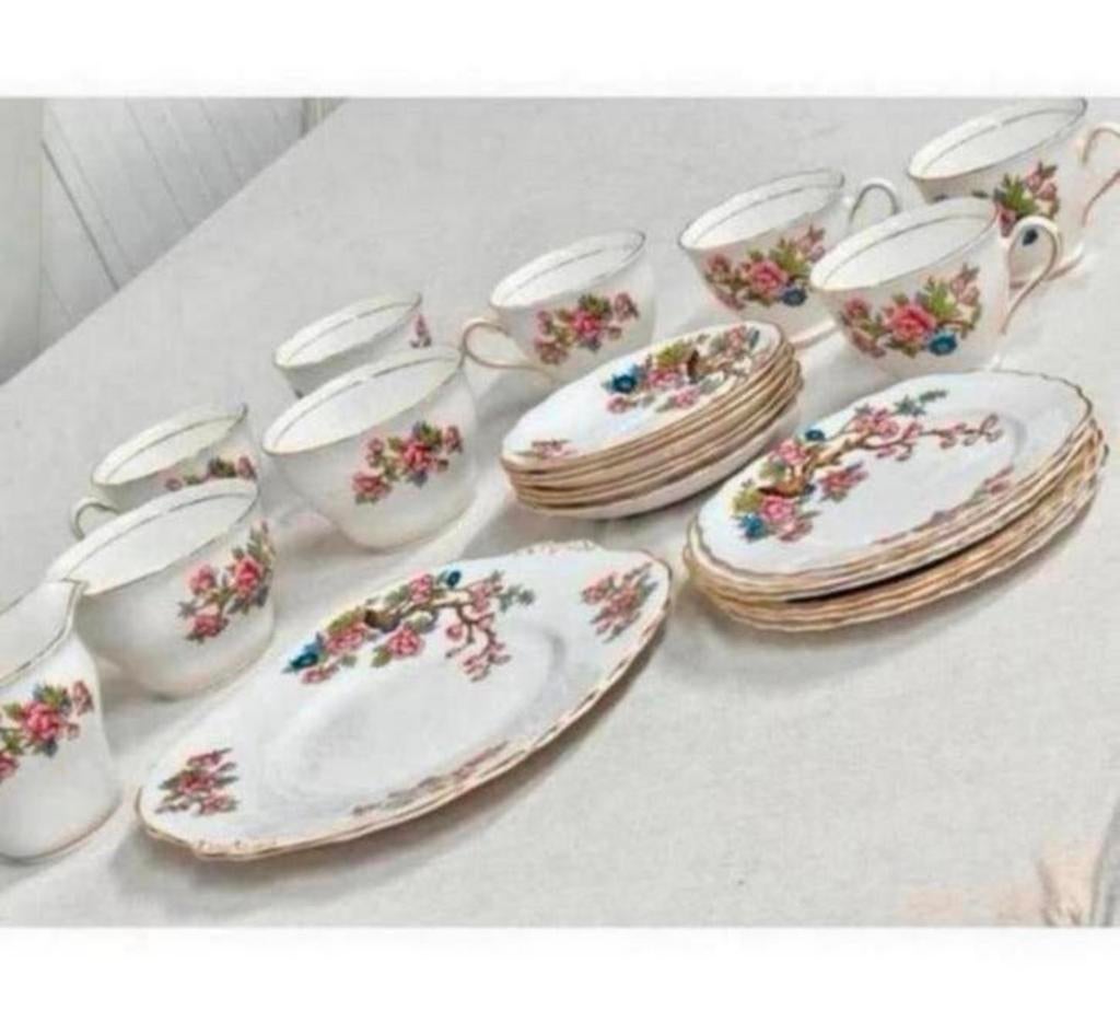 Colclough antiek thee servies set Indian Tree-patroon 1950, Antiek en Kunst, Ophalen of Verzenden