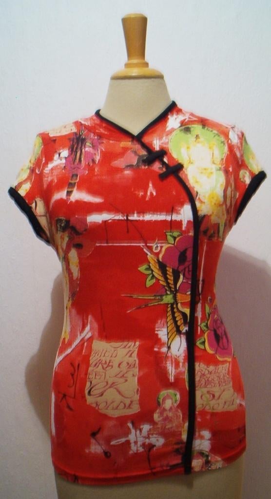 Chinees/Oosters look leuke print top van Rinascimento! L, Maat 38/40 (M), Verzenden, Zo goed als nieuw, Korte mouw