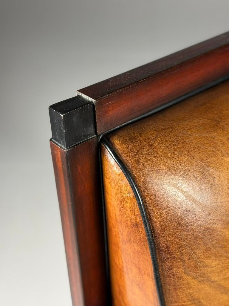 Schapenleren fauteuil art deco klassiek, Huis en Inrichting, Fauteuils, Ophalen, Zo goed als nieuw, 75 tot 100 cm, 50 tot 75 cm