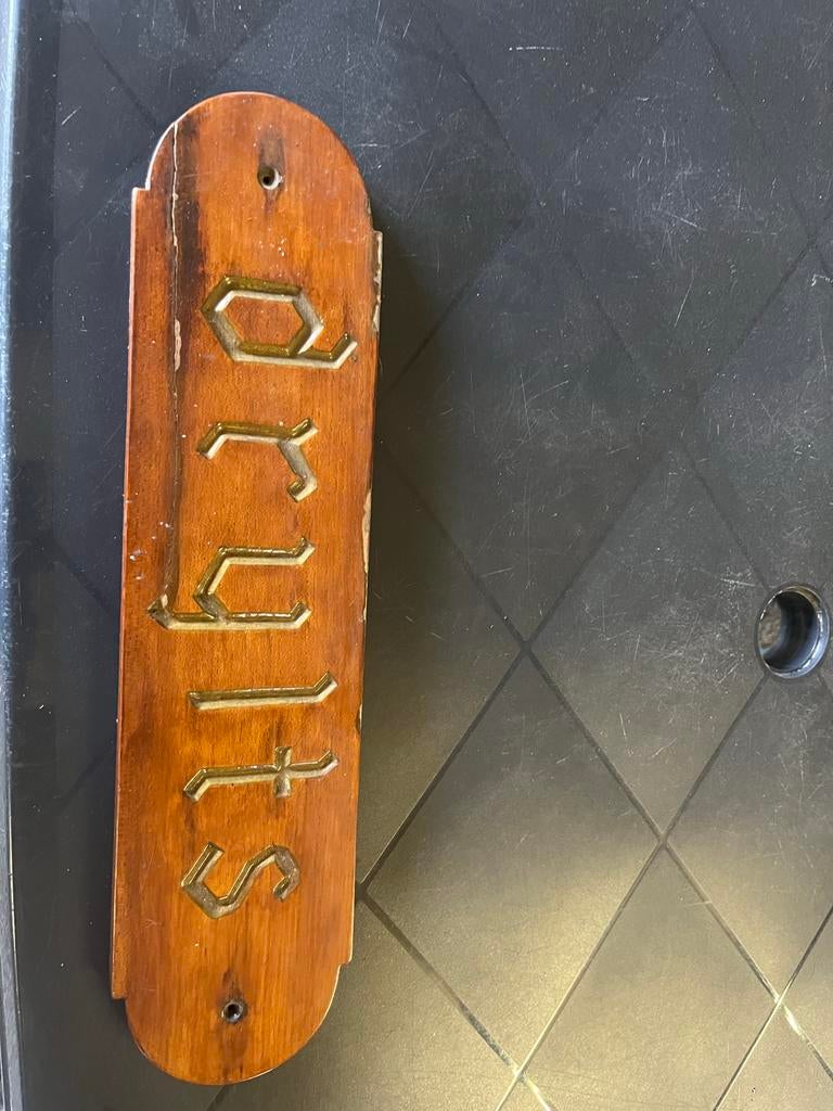 Vintage Houten Naambordje drylts boot ijlst, Watersport en Boten, Ophalen of Verzenden