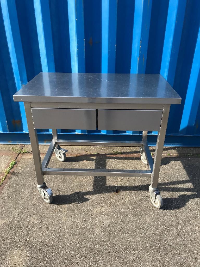 verrijdbare RVS ladekast met open onderkant voor keuken ect., Ophalen, 50 tot 100 cm, Zo goed als nieuw, 3 of 4 laden