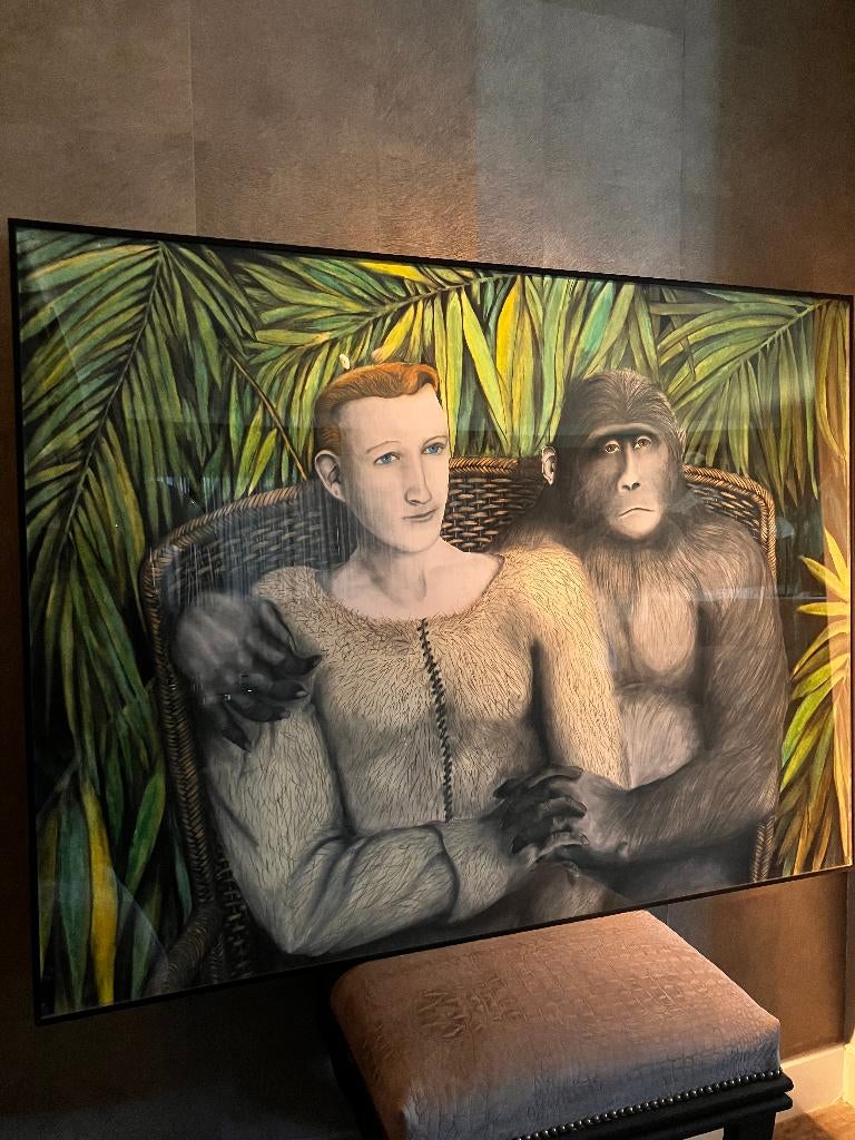 Carolien Smit Schilderij Jongen Met De Aap, Ophalen of Verzenden