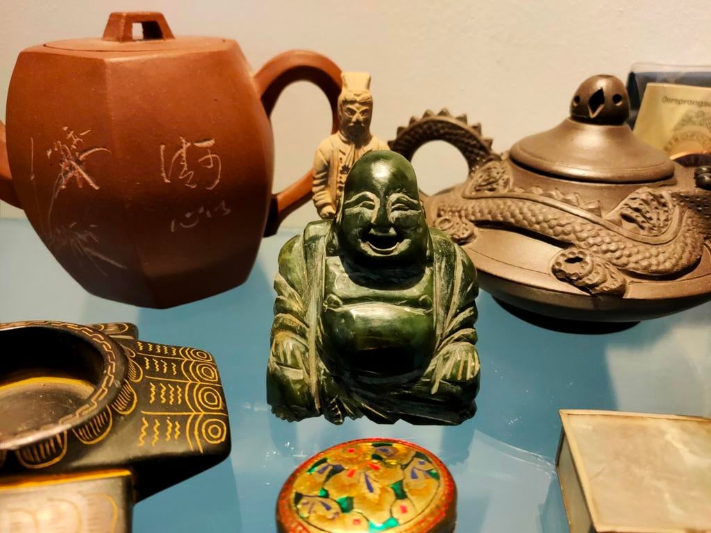 Vintage Nephrite Jade Budai - Lachende Boeddha, Verzamelen, Beelden en Beeldjes, Ophalen of Verzenden, Dier