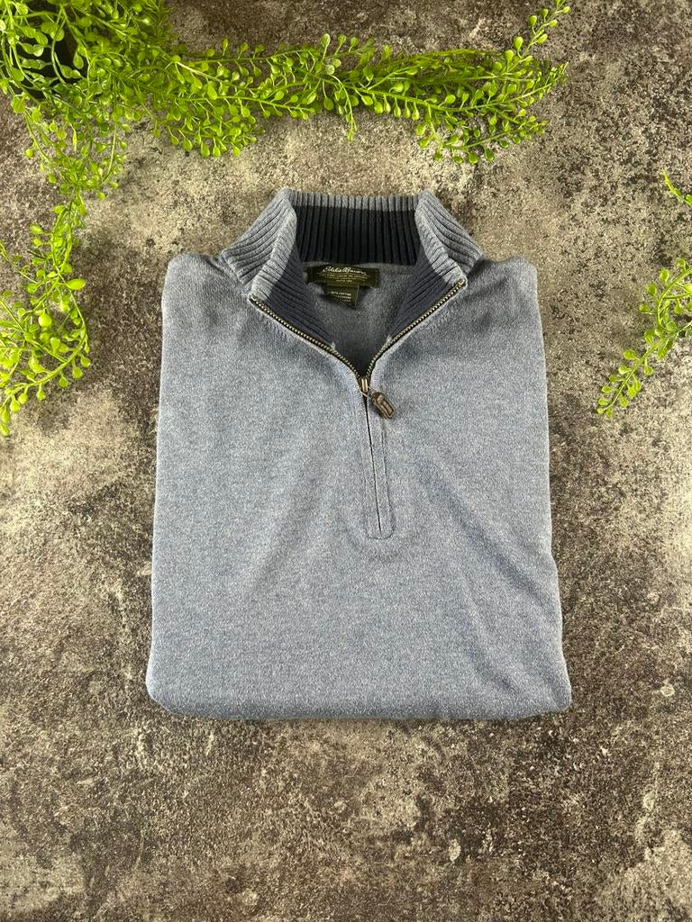 Eddie Bauer Quarter Zip Sweater - Maat L, Ophalen of Verzenden, Zo goed als nieuw, Maat 52/54 (L), Blauw