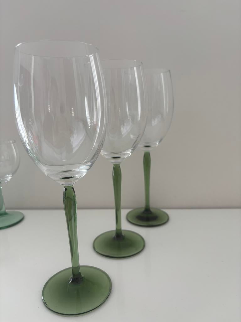 Set van 3 vintage wijnglazen – groen – Schott Zwiesel, Verzamelen, Glas en Borrelglaasjes, Ophalen of Verzenden, Zo goed als nieuw