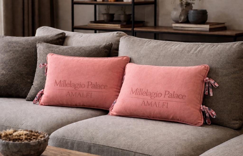 Riviera Maison 2 Millelagio Palace Amalfi kussenhoezen, Ophalen of Verzenden, Zo goed als nieuw, Roze, Rechthoekig