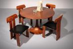 Mario Marenco Walnut Sapporo Dining Chairs for Mobilgirgi,, Overige kleuren, Italy Design, Ophalen of Verzenden, Zo goed als nieuw
