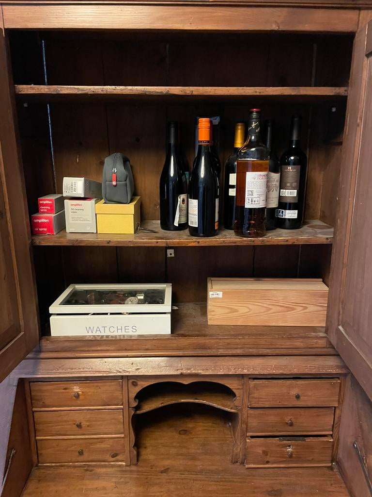 Vintage burokast met klep en laden., Huis en Inrichting, Ophalen of Verzenden