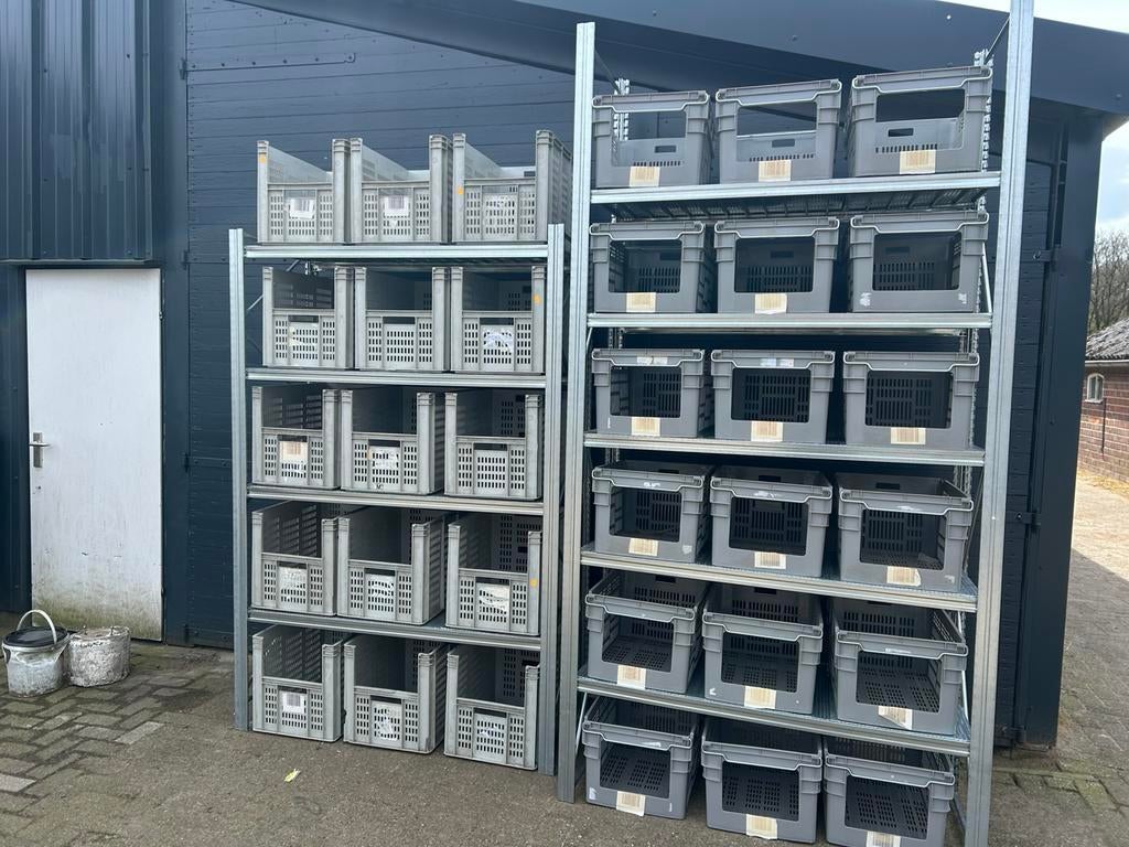 Grote partij kratten stelling legbordstelling 60x40, Ophalen of Verzenden, 40 tot 60 cm, Krat, Minder dan 35 cm