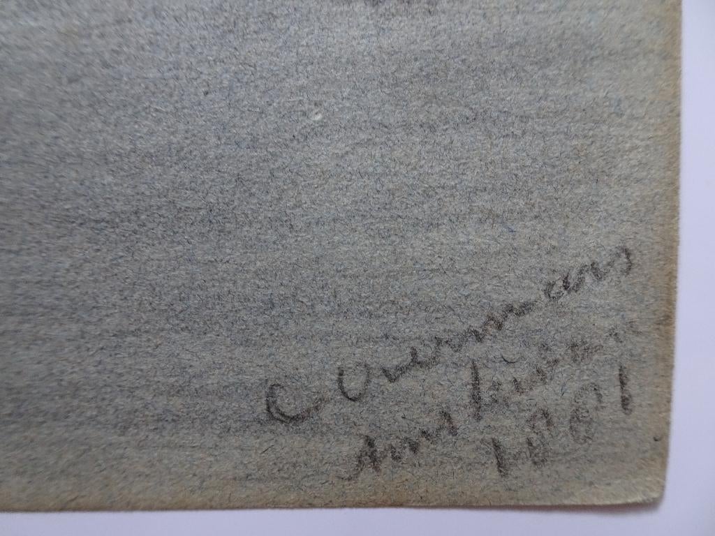 tekening boerderij achter bomen, C. Overmars Amsterdam 1881, Antiek en Kunst, Verzenden