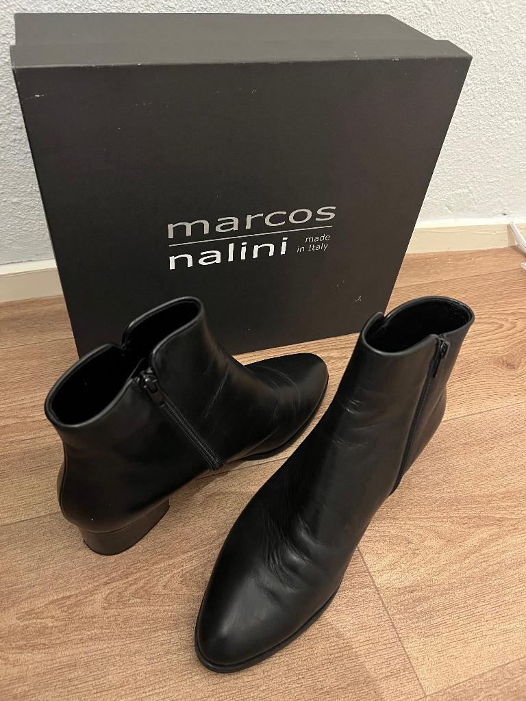 Italiaanse Enkellaarsjes zwart  leer maat 41 Marcos Nalini, Verzenden, Zwart, Lage of Enkellaarzen, Zo goed als nieuw