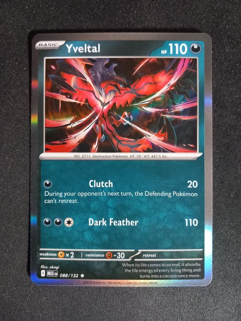 Pokemon Yveltal 088/132 Mega Evolution Holo Excellent, Verzenden, Zo goed als nieuw, Losse kaart, Foil