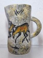 Vintage keramiek vaas kan schenkkan rotstekening grot cave, Ophalen of Verzenden