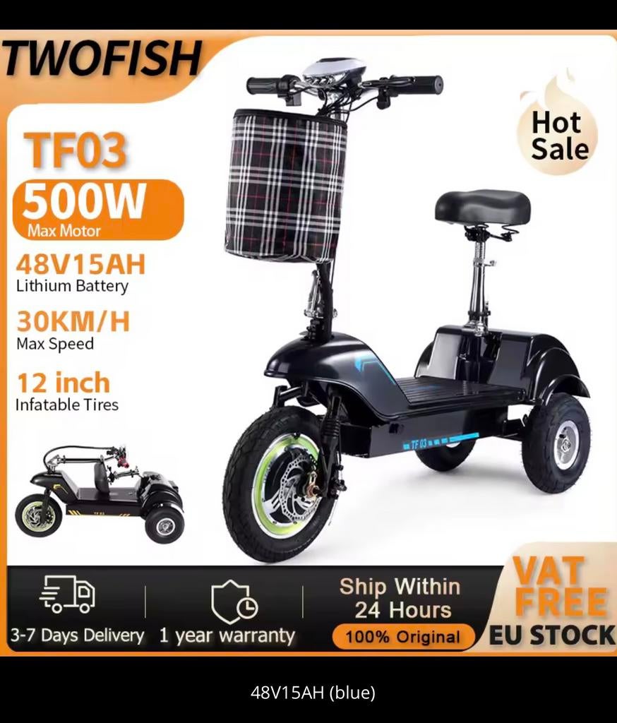 Opvouwbare Elektrische Driewieler Scooter - Nieuw in Doos, Fietsen en Brommers, Steps, Ophalen, Nieuw, Overige typen