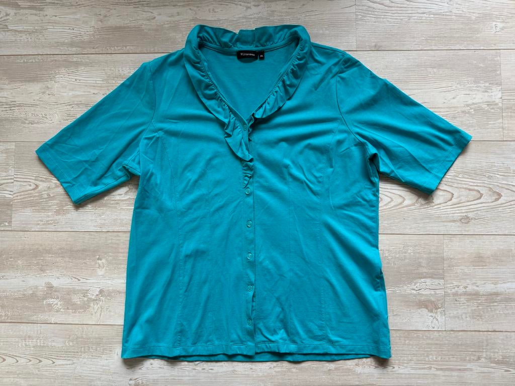 Witteveen Turquoise shirt met knoopjes maat XL, Verzenden, Zo goed als nieuw, Maat 46/48 (XL) of groter, Overige kleuren