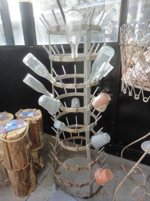 antiek FRANS ZINKEN FLESSENREK / egouttoir verzinkt h 104 cm, Antiek en Kunst, Ophalen