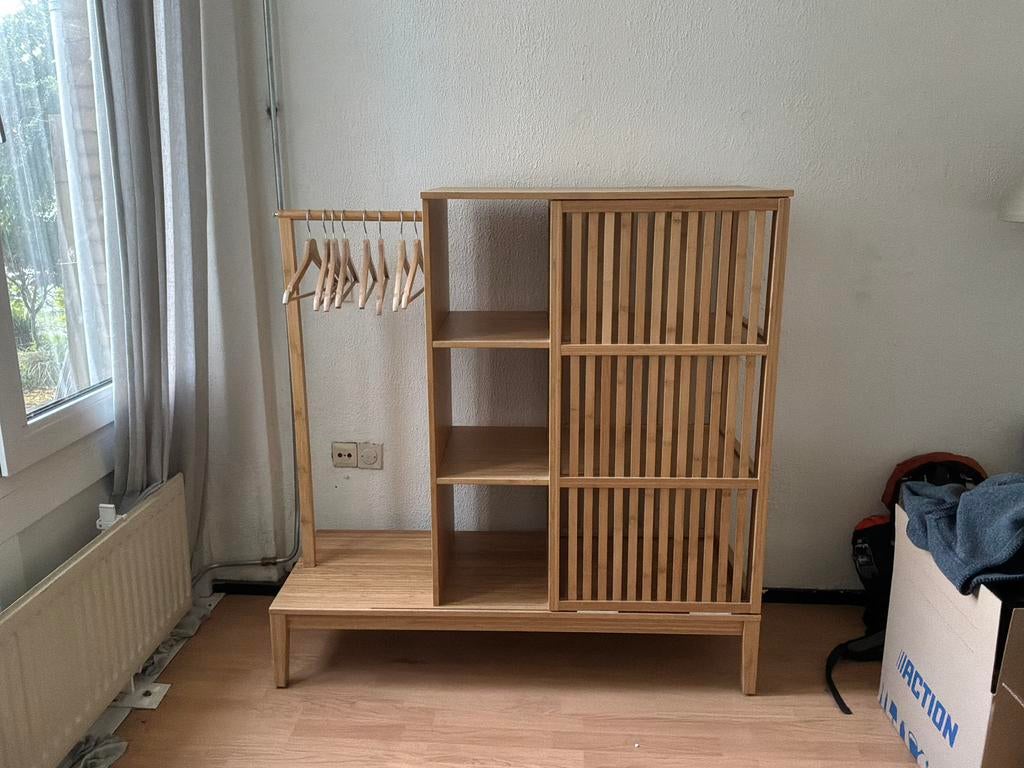 Ikea nordkisa open kledingkast 120x123cm bamboe, Huis en Inrichting, Kasten | Kledingkasten, Ophalen, Gebruikt
