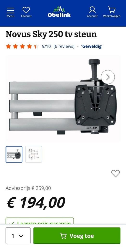 Novus Sky 250 TV steun voor Caravan of Camper, Ophalen of Verzenden, Gebruikt
