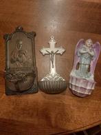 3 antieke WIJWATERVAATJES; 1 X PORSELEIN, 1 X KOPER en 1 X M, Ophalen of Verzenden