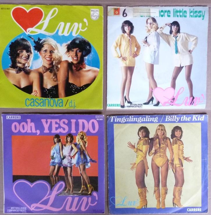 4x Singles  45 toeren plaatjes van LUV      (17), Cd's en Dvd's, Vinyl Singles, Gebruikt, Single, Pop, 7 inch, Ophalen of Verzenden