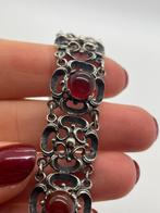 A885 Prachtige zilveren armband barnsteen, Sieraden, Tassen en Uiterlijk, Antieke sieraden, Ophalen of Verzenden, Zilver, Armband
