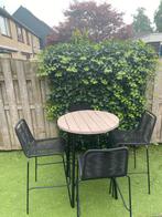 Hoge tuintafel met 4 stoelen, Ophalen, Gebruikt