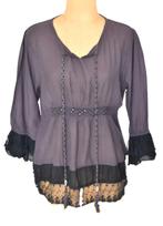 Repeat topje, blouse, top, paars/zwart, Mt. L, Repeat, Verzenden, Paars, Maat 42/44 (L)