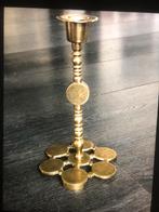 Koperen Kandelaar met Bloemmotief, Antiek en Kunst, Ophalen of Verzenden, Koper of Brons