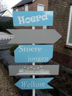 babybordverhuur westervoort, wegwijzer blauw geboortebord, Ophalen, Nieuw, Geboortebord