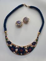 Vintage cloisonne oorclips en ketting, Sieraden, Tassen en Uiterlijk, Kettingen, Ophalen of Verzenden, Zo goed als nieuw