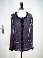 blauw FABER vest met pailletten en bont mt. 36, Kleding | Dames, Zo goed als nieuw, Faber, Maat 36 (S), Verzenden