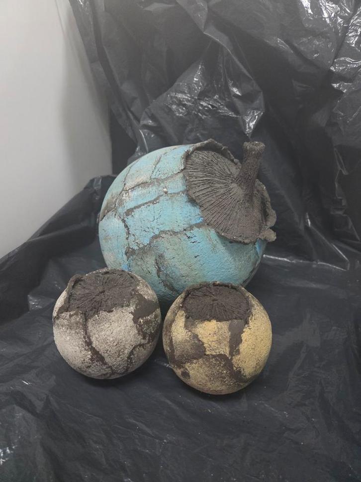 Abstracte Beelden Set van 3, Tuin en Terras, Tuinbeelden, Gebruikt, Abstract beeld, Beton, Ophalen of Verzenden