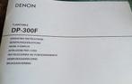 Denon DP-300F (handleiding)., Ophalen of Verzenden, Zo goed als nieuw, Platenspeler-onderdeel, Overige merken