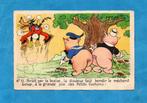 Oude Disneykaart met de Biggetjes en Boze wolf  D691 ca1940, Verzamelen, Ansichtkaarten | Themakaarten, 1940 tot 1960, Ongelopen