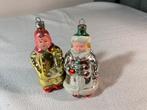 Twee unieke oude glazen kerstfiguurtjes, Ophalen of Verzenden, Gebruikt