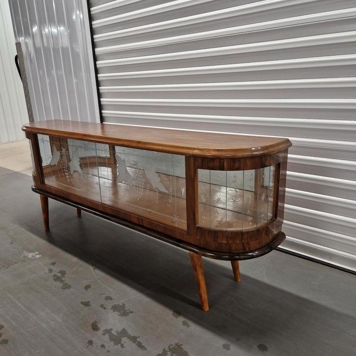Vitrinekast dressoir uit jaren 50 60, Huis en Inrichting, Kasten | Dressoirs, Gebruikt, 25 tot 50 cm, Glas, Ophalen