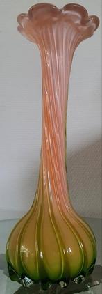 Mondgeblazen vaas glas oranje groen wit murano met pontil, Huis en Inrichting, Woonaccessoires | Vazen, Minder dan 50 cm, Glas
