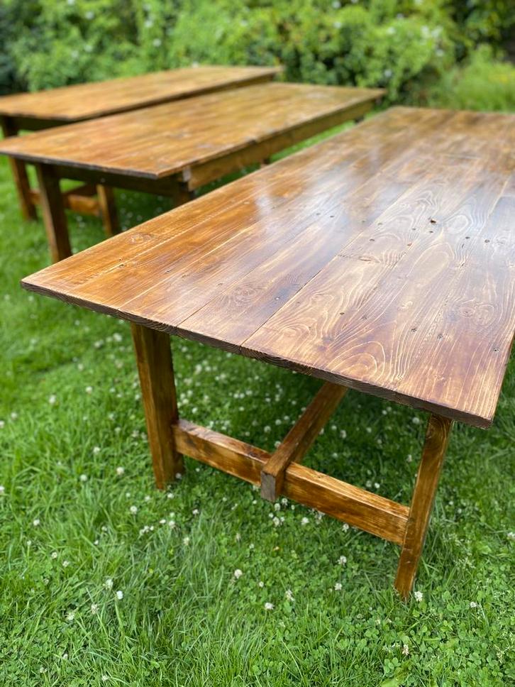 3 inklapbare houten tafels, Huis en Inrichting, Tafels | Eettafels, Zo goed als nieuw, 50 tot 100 cm, 200 cm of meer, Vijf personen of meer