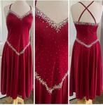 Prachtige warm rode jurk met steentjes (dance, ballroom), Overige typen, Ophalen of Verzenden, Zo goed als nieuw, Maat 36 (S)