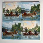 Wandtegels met afbeeldingen van vissers en jagers, Antiek en Kunst, Ophalen of Verzenden