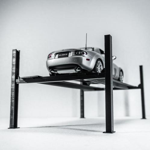 1:18 miniatuur vierkoloms hefbrug auto brug zwart diorama, Hobby en Vrije tijd, Modelbouw | Figuren en Diorama's, Nieuw, Diorama