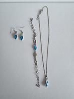 Sieradenset – Ketting, Armband & Oorbellen | Blauw Crystal, Overige materialen, Blauw, Nieuw, Ophalen of Verzenden