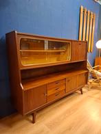 Vintage highboard wandkast teak kast buffetkast servieskast, Huis en Inrichting, Kasten | Wandmeubels, Ophalen, 150 tot 200 cm