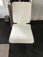 Witte stoel, hout met metalen poten, Huis en Inrichting, Stoelen, Gebruikt, Wit, Eén, Hout