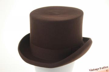 Hoge hoed bruin wolvilt 58-60 nieuw elastisch 1 size fits al beschikbaar voor biedingen