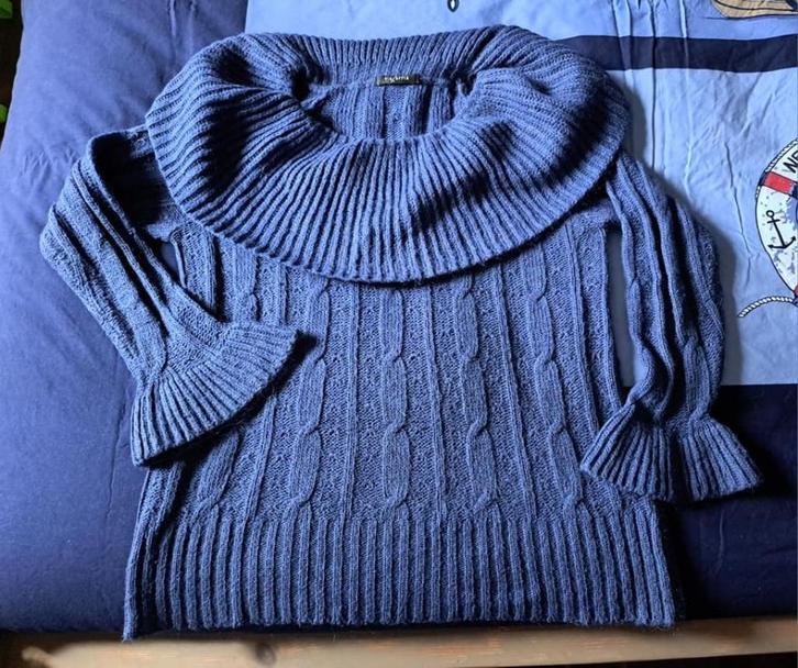 Via Appia trui met grote kraag, mt M, Kleding | Dames, Truien en Vesten, Zo goed als nieuw, Maat 38/40 (M), Blauw, Ophalen of Verzenden