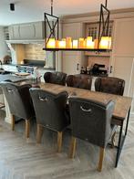 6 Rivièra Maison eetkamer stoelen pellini leer, Huis en Inrichting, Ophalen, Bruin, ., Leer
