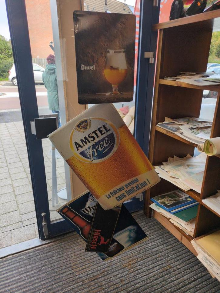 Oude Metalen Bier Reclame Borden, Verzamelen, Merken en Reclamevoorwerpen, Gebruikt, Reclamebord, Ophalen of Verzenden
