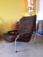 vintage fauteuil lounge chair ribstof retro fauteuil stoel, Gebruikt, Ophalen of Verzenden
