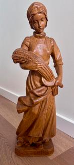Antieke houten sculptuur groot beeld vrouw., Antiek en Kunst, Verzenden